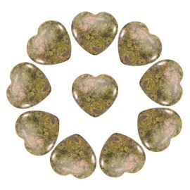 PATIKIL 10 Pcs Natural Heart Shaped Crystal Stone, 1 Inch Mini Polished Love Gemstone Crystal, Pocket Rock Engraved Worry Stones for Women Gifts Meditation, Green Pink