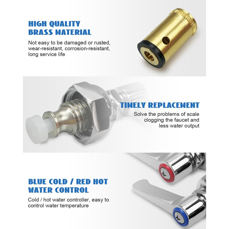 YIGUCS Handle Stem Assembly Hot & Cold Fits for T&S