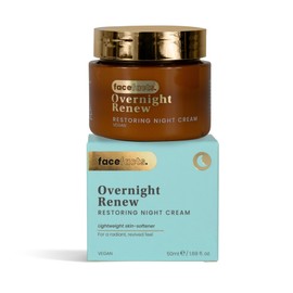 Face Facts Overnight Renew - Restoring Night Cream. Luminating blueberry and acia berry with aloe vera and anti-ageing centella asiatica, smooth, refine and glow. 50ml