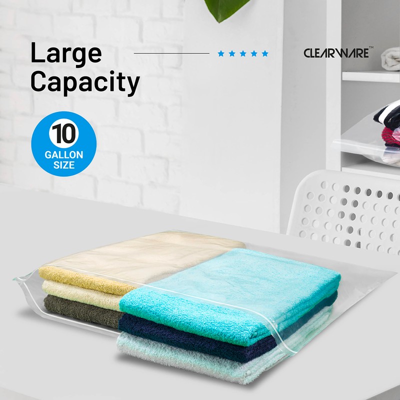 4 Count - Large Plastic Bags With Zipper Top, 10
