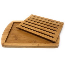 MGE - Bread Board - Board with Removable Grid for Crumbs - Bread Board with Crumb Collector - Wooden Board - Bread Cutting Board - Bread Cutting Board with Crumb Compartment - Bread Chopping Board -