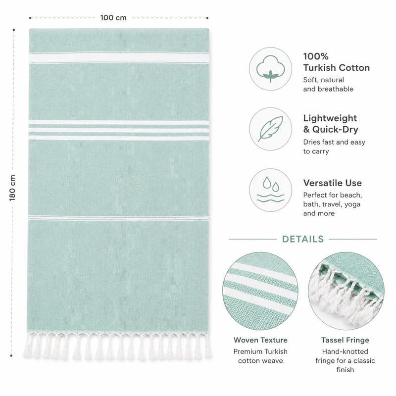 Turkish Beach Towel for Adults – Oversized Quick-Dry Cotton Towel