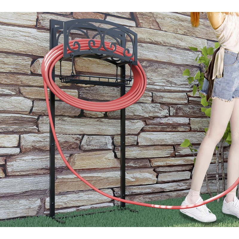 CALIDOLA Freestanding Garden Hose Holder - Heavy Duty Metal Stand