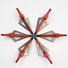 YLSIO Archery Broadheads 100grain 3 Blade Broad Arrow Screw Tips Hunting Points - Red