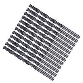 METALLIXITY Drill Bit (4.9mm) 12Pcs, 4241 High-Speed Steel Straight Shank Nitriding Black 118° for Wood Plastic Iron Copper Aluminum Low Soft Metal