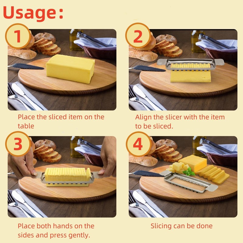 WYCWYQDR Butter & Cheese Slicer Stainless Steel Multipurpose Cheese Slicer，With