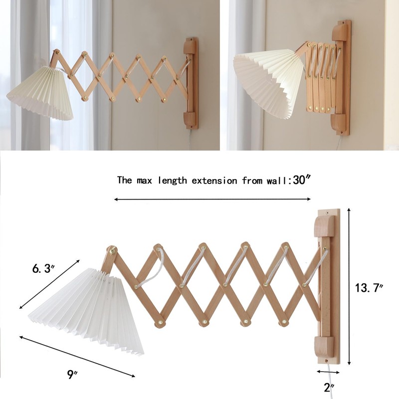 PEAUARL Plug in Mounted Wall Sconce, Swing Arm Wall Lamp