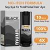 Muun Champú Tinte Cabello Negro Colorante Amoníaco Cubrir Canas Minutos