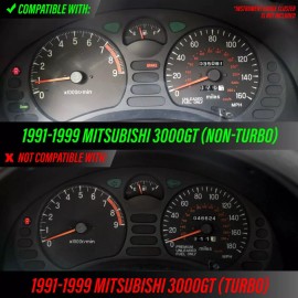 Unique Style Racing (USR) RED Glow Gauge Black Overlay For 91-99 Mitsubishi 3000GT NonTURBO 160MPH Cluster