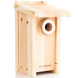 WHITEHORSE Bird Houses for Outside - Weatherproof Bird House for Outdoors - Cedar Bluebird House Built to NABS Specs - Nest Box for Bluebirds, Chickadees, Titmice, Wrens, Nuthatches & More (15” Floor)