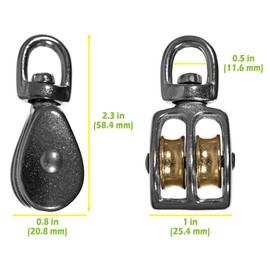 West Coast Paracord - Swivel Eye Double Steel Wheel Pulleys - 3/4 Inch Sheave Height - 5 Pack