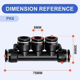Bwintech 5 pieces 8 mm OD straight connectors, 5-way quick release plastic connectors, air line fittings, PK-8