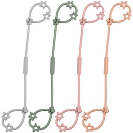 Correas de seguridad para juguetes, correas elásticas ajustables para vasos, botellas para beber o chupete para carriola, silla alta, asiento de coche, cesta colgante (4 unidades, gris, salvia, rubor, silenciado)