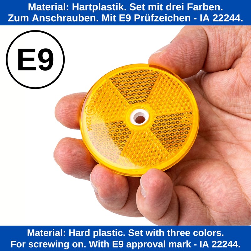8 Pack Orange White and Red Round Reflectors Diameter 60mm