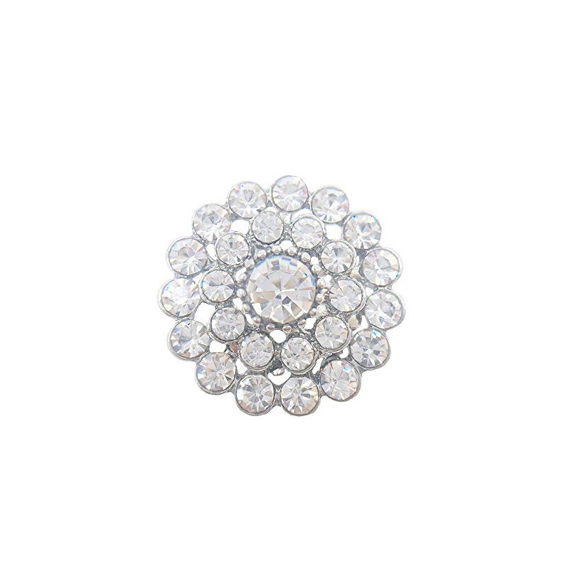 Riverbyland Metal Sewing Buttons with Rhinestone, Silver, 0.8", 10 PCS