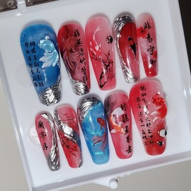 [Handmade Nail Tips] Koi and Pond - Copin / [수제네일팁] 잉어와 연못 - 코핀
