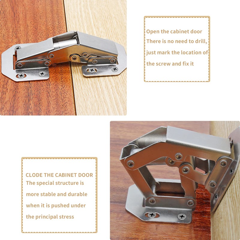 Cionyce 8 Pack Hidden Cabinet Hinges Surface Mount Hinges 4