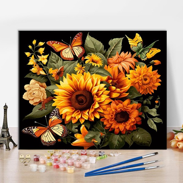 ZOZHI Sunflower Paint by Numbers Adults Beautiful Flowers Paint by