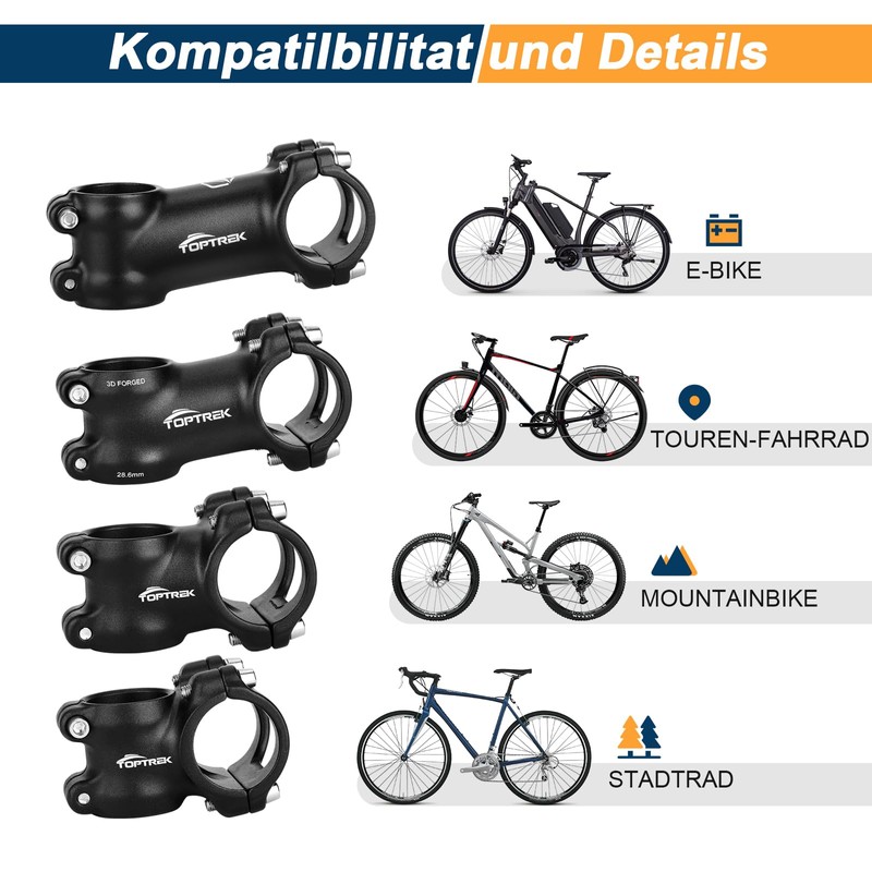 toptrek Bicycle Handlebar Stem, Handlebar Riser Bicycle 31.8 mm x