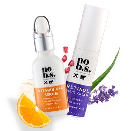 No Bad Stuff - Fresh + Smooth Duo - Vitamin C + E Serum & Retinol Night Cream, Boosts, Hydrates, and Reduces Wrinkles & Dark Spots (1 fl oz each)