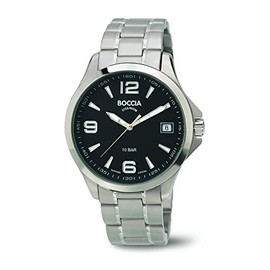 Boccia Men's Quartz Watch with Black Dial Analogue Display and Silver Titanium Bracelet B3591-02