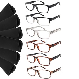 fadbon 6 Pack Reading Glasses Blue Light Blocking,Spring Hinge Readers for Men Women,Classic Pattern Frame Anti Glare Eyeglasses(6 Mix C2,2.50,x)