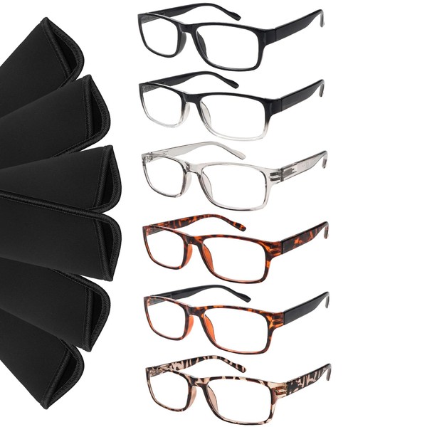 fadbon 6 Pack Reading Glasses Blue Light Blocking,Spring Hinge Readers