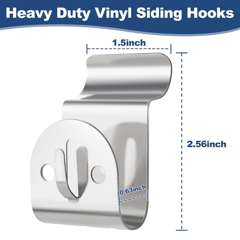 ANDGOO Vinyl Siding Hooks Heavy Duty, 8 Pack Stainless Siding