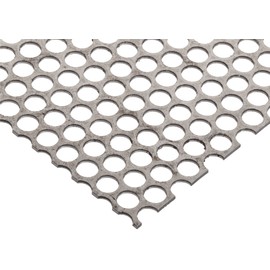 A36 Steel Perforated Sheet, Unpolished (Mill) Finish, Hot Rolled, Staggered 0.0625" Holes, ASTM A36, 0.036" Thickness, 20 Gauge, 12" Width, 12" Length, 0.125" Center to Center