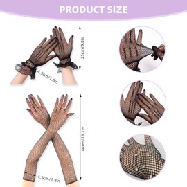 4 Pairs Lace Gloves With Rhinestone for Women - Elegant Opera, Mesh, Sheer, Retro Black Fishnet Gloves for Wedding, Dinner, Costume Party Accessories