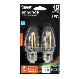 Feit Electric BPETC40927CAFIL/2/RP 40W EQ LED Light Bulb E26, 2 Bulbs