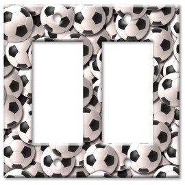 Double Gang Rocker Wall Plate - Sports: Soccer Balls