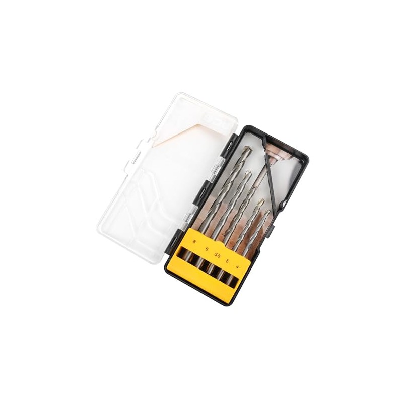 JCB Masonry Drill Bit Set, 5 Pieces, Solid Steel, Carbide