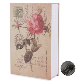 DAJASD Book Safe with Combination Lock, 24 x 15.5 x 5.5 cm Book Safe for Money Jewellery Valuable Objects Office/Home - Rose Diary Style
