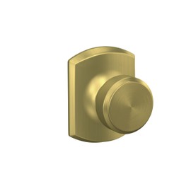 Schlage F10 BWE 608 GRW Bowery Door Knob with Greenwich Trim, Hall & Closet Passage Lock, Satin Brass