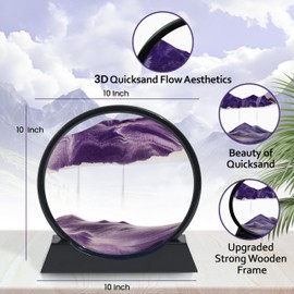 STEPOUT Moving Sand Art Liquid Motion - Perfect for Home, Office, Kitchen, Desk Decor, Crafted with Anit-Slip Wooden Base - Unique Picture Frame Style, 12" (Purple)