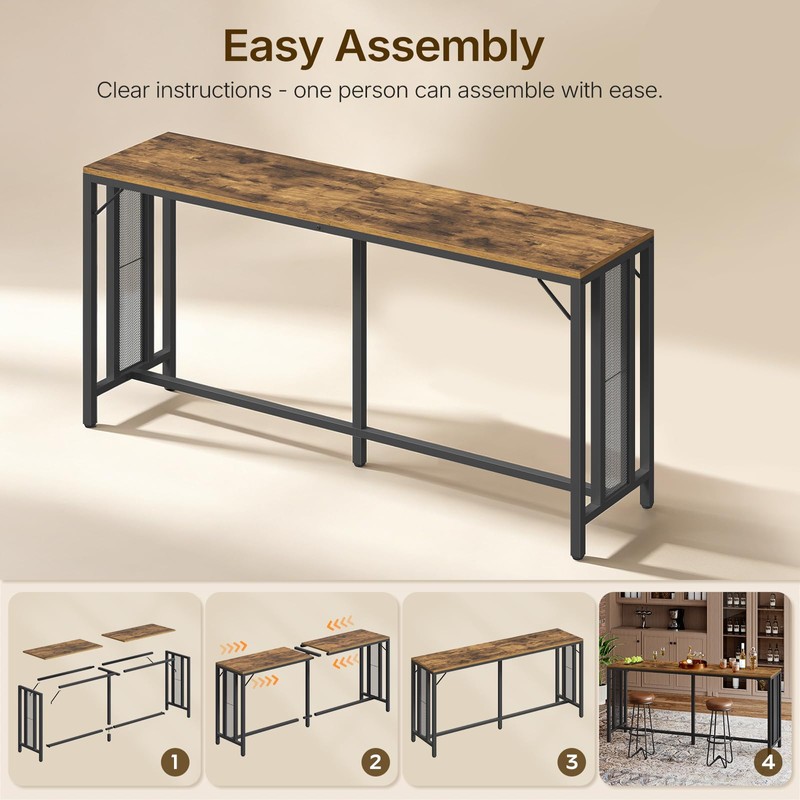 YATINEY 70.9" Bar Table, Long Counter Bar Height Table, Rectangular