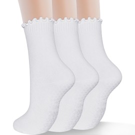Calcetines antideslizantes de yoga, 3 pares de calcetines de pilates con agarre para mujer, calcetines de agarre para ballet, barro, entrenamiento en casa, hospital, talla 5-10, #4 blanco*3, 5-10
