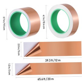 VILLFUL 2 Rolls Double Sided Copper Foil Tape of Conductive EMI Shielding for Electrical Repairs DIY Crafts Versatile Uses Home Decor and Auto Repair