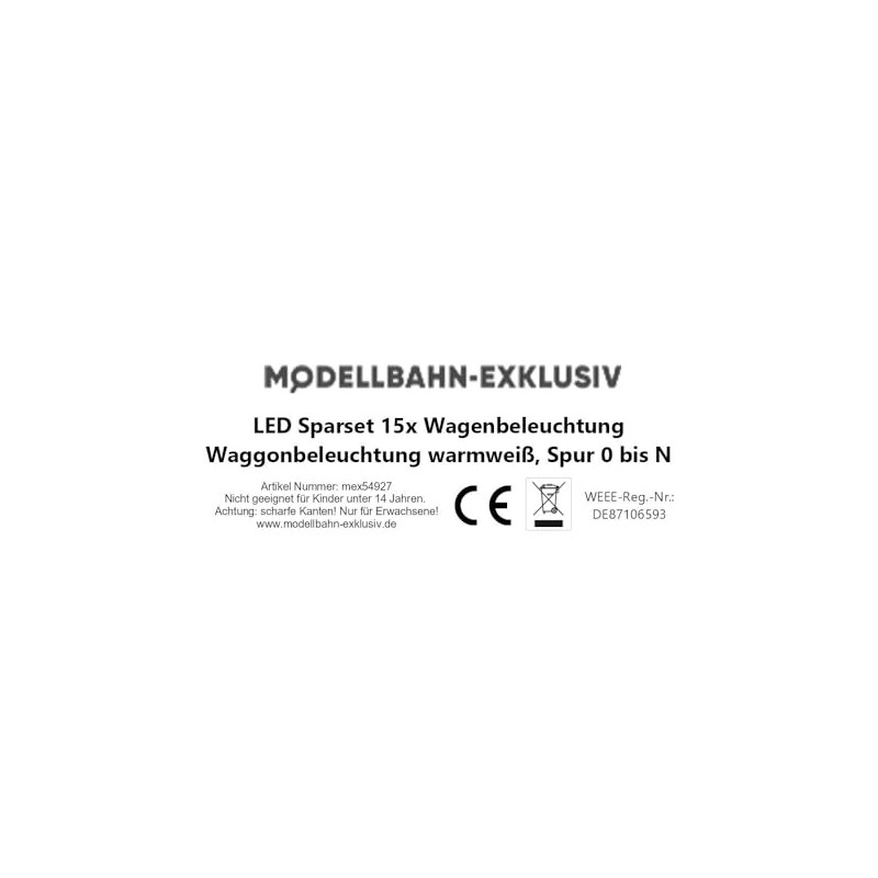 modellbahn-exklusiv LED Economy Set 15x Car Lighting Warm White Track