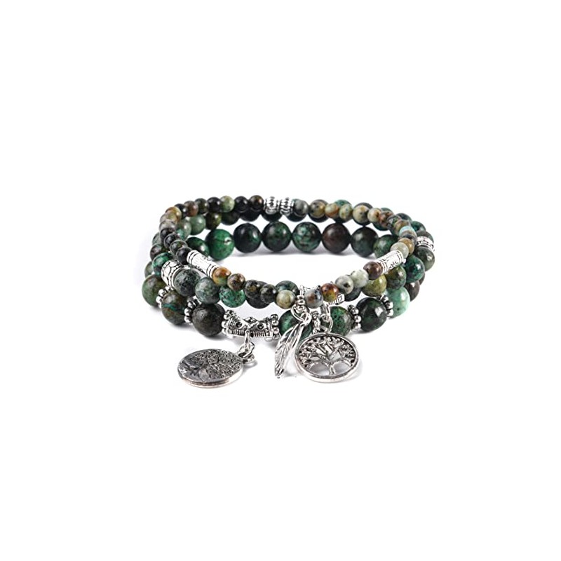 YGLINE Turquoise Crystal Beaded Bracelets,Healing Energy Tree Life Stone Reiki