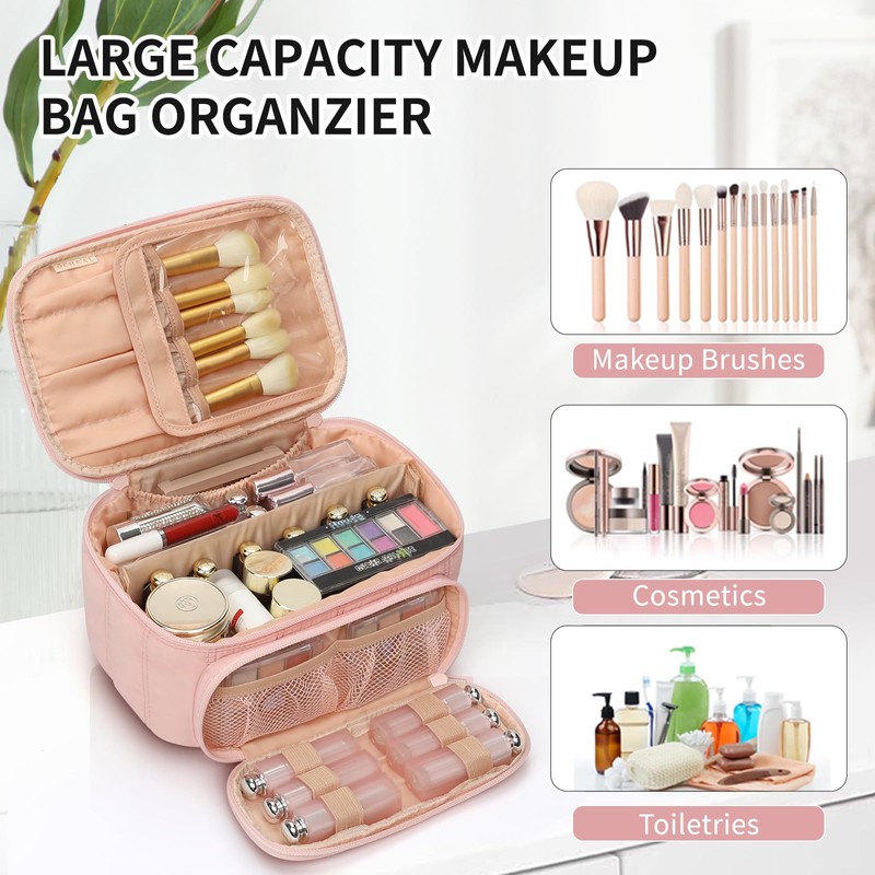 OCHEAL Makeup Bag, Multifunctional Make Up Bags Large Compact Makeup
