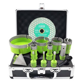 FACHLICH Tile Hole Saw Kit Diamond - (6/6/8/20/25/35/50/65/100mm Drill Bits+Finger Bit+Chamfer Bit+Adapter+Tile Blade) Diamond Hole Saw Kit for Porcelain Ceramic Marble Brick Granite,5/8"-11 Thread