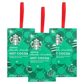 Starbucks Hot Cocoa Mix Ornament, Double Chocolate Hot Cocoa, Real Dark Chocolate & Rich Cocoa, Holiday Hanging Ornament Hot Cocoa Mix Packet, 1-Ounce (Pack of 3)