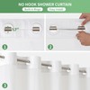 eachope Extra Long No Hook Shower Curtain with Snap-in Fabric