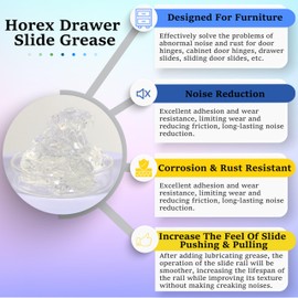 Horex 2pcs Drawer Slide Grease Cabinet Lubricant Door Hinge Window Sliding Rails Lithium Lube Anti Seize Squeak Rust Hardware Home Furniture Accessories for Kitchen Desk Dresser Closet Damper(20g*2)