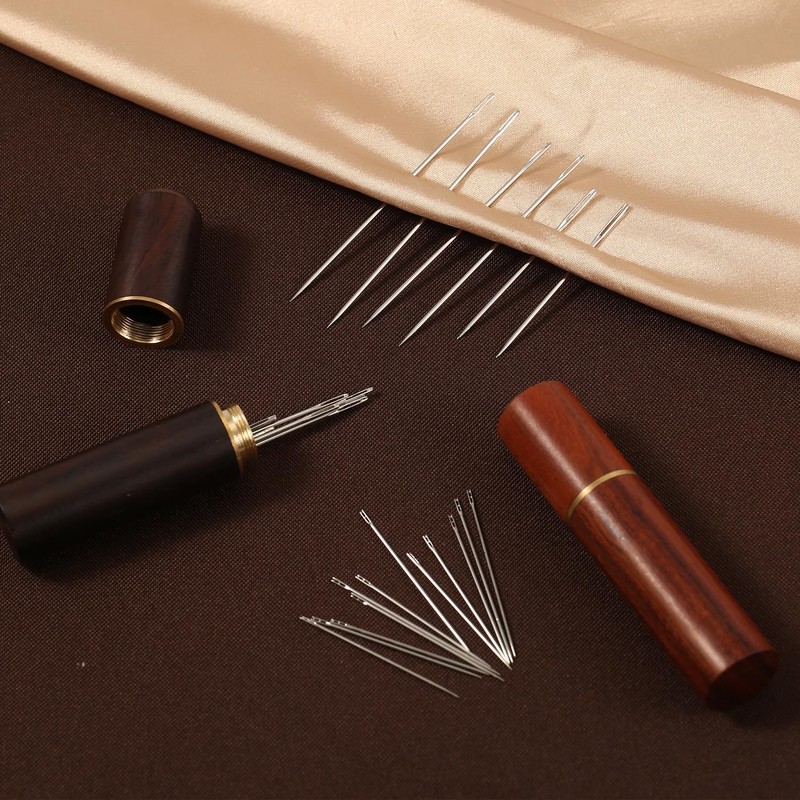12pcs Self Threading Needles with 12pcs Large Eye Sewing Needle,