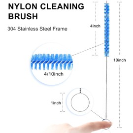 Flexible Straw Drain Brush Line Cleaner - 5 Ft Long Nylon Cleaner Double Ended Elastic Hose Pipe and 3 Pcs 10 Inch Straw Cleaning Brush for Tumbler, Sippy Cup, Bottle and Tube