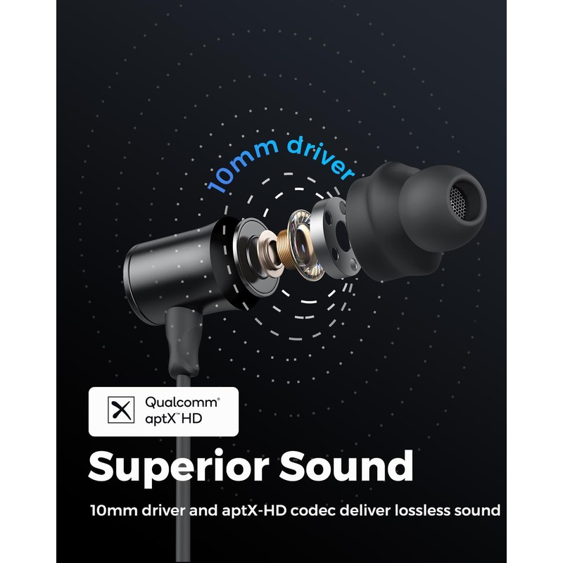 SoundPEATS Bluetooth Earphones, Wireless 5.2 Magnetic Earbuds, in-Ear IPX5 Sweatproof