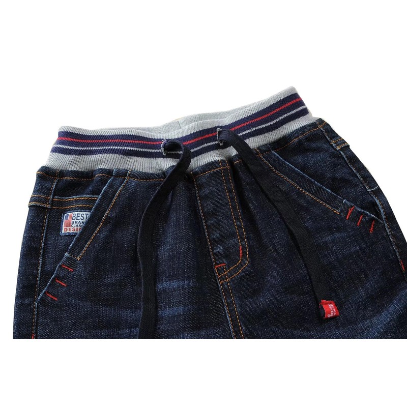 Big Boys Elastic Washed Full Length Stretch Straight Jeans Denim